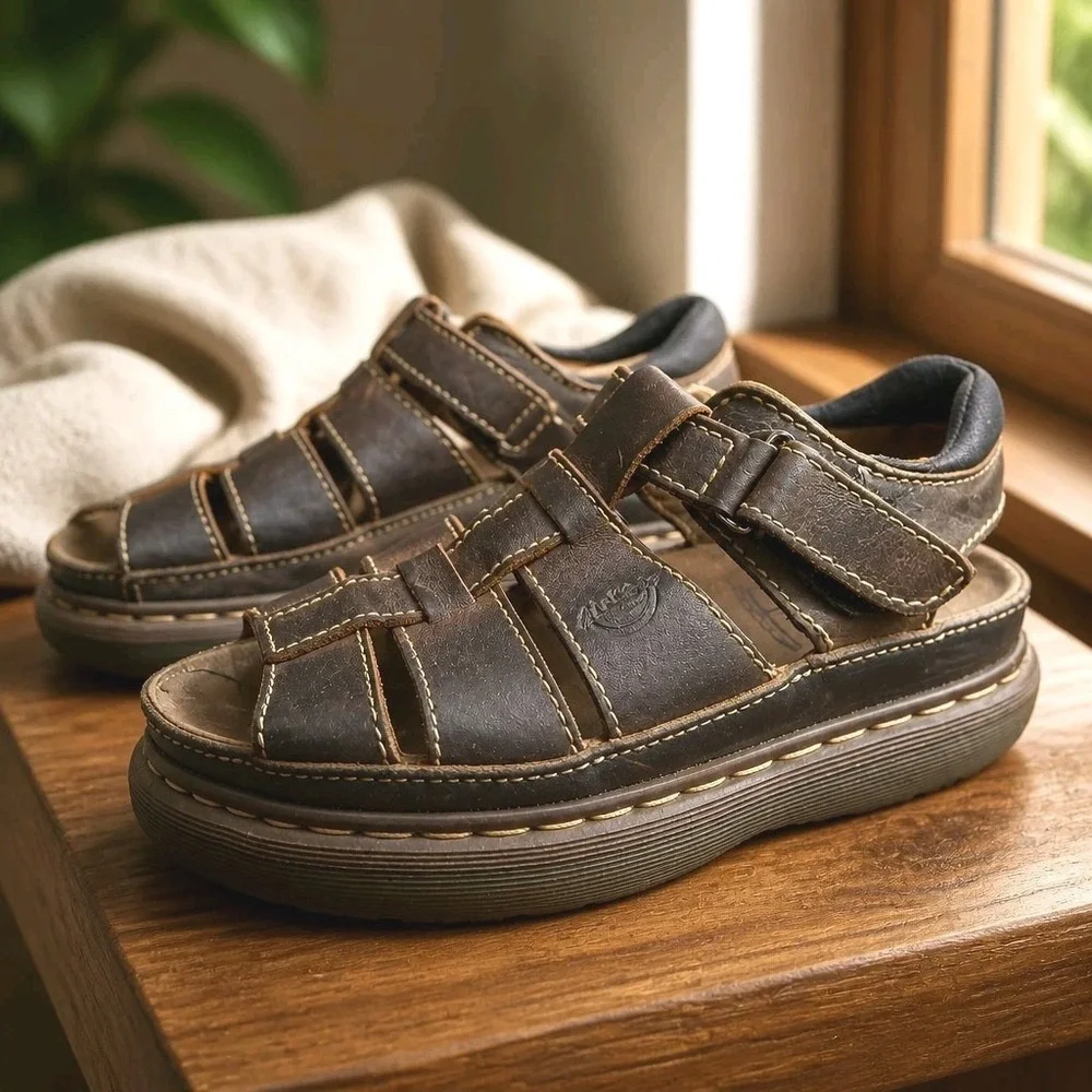 Dr. Martens Brown Leather Fisherman Sandals